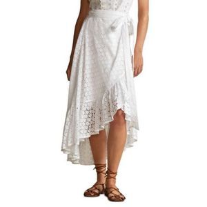 Polo by Ralph Lauren Cream Eyelet Wrap Midi Skirt